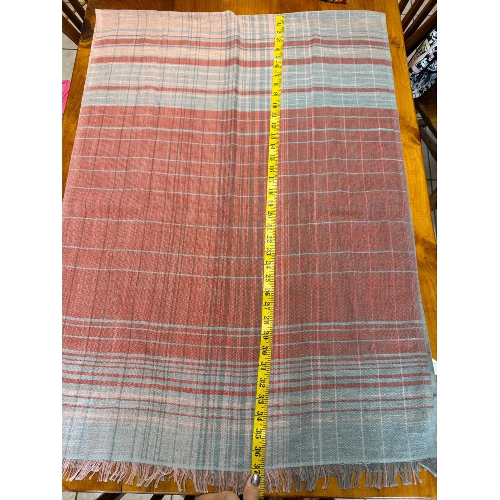 J. Jill Pink Gray Plaid Cotton Scarf Wrap Shawl‎ 27